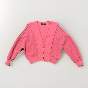 Vintage Geiger Austrian Wool Cardigan Women 38 Pink Button Front‎ Grandmacore